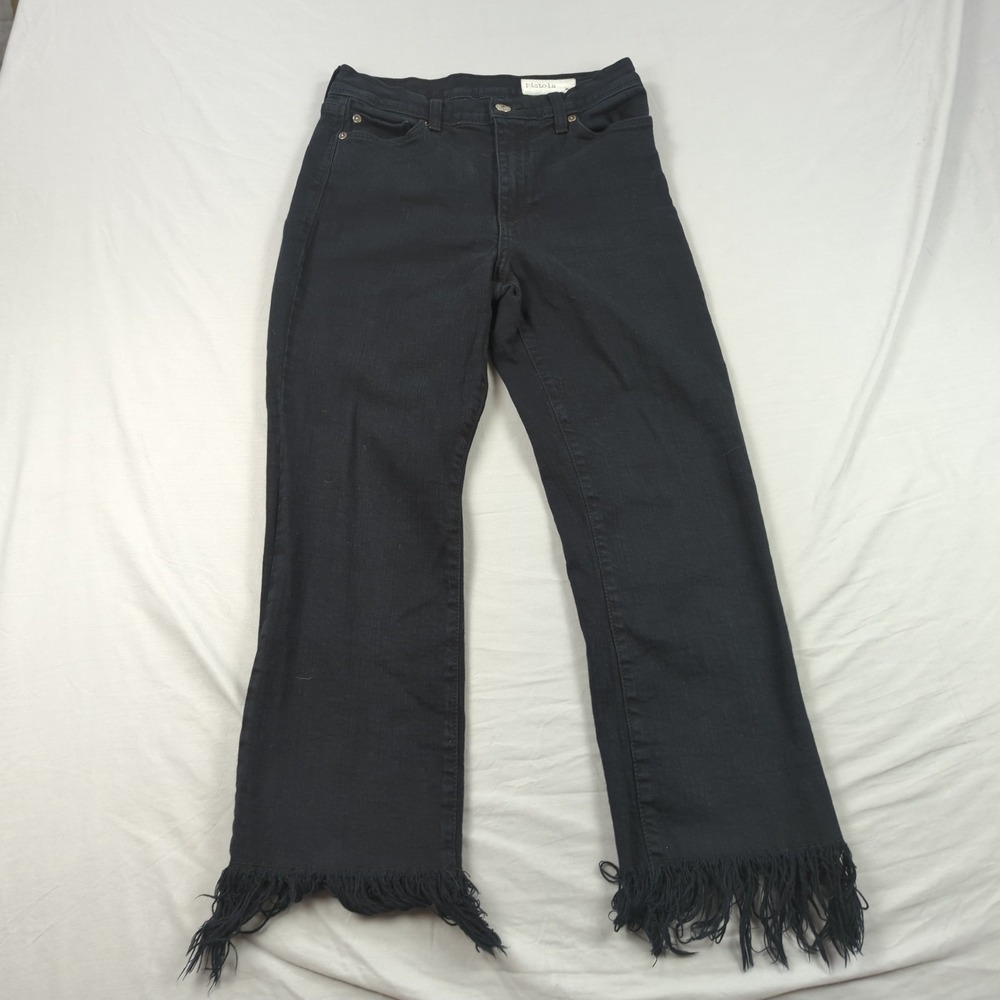 Pistola Jeans Womens 28 Black Frayed Casual Straight Crop